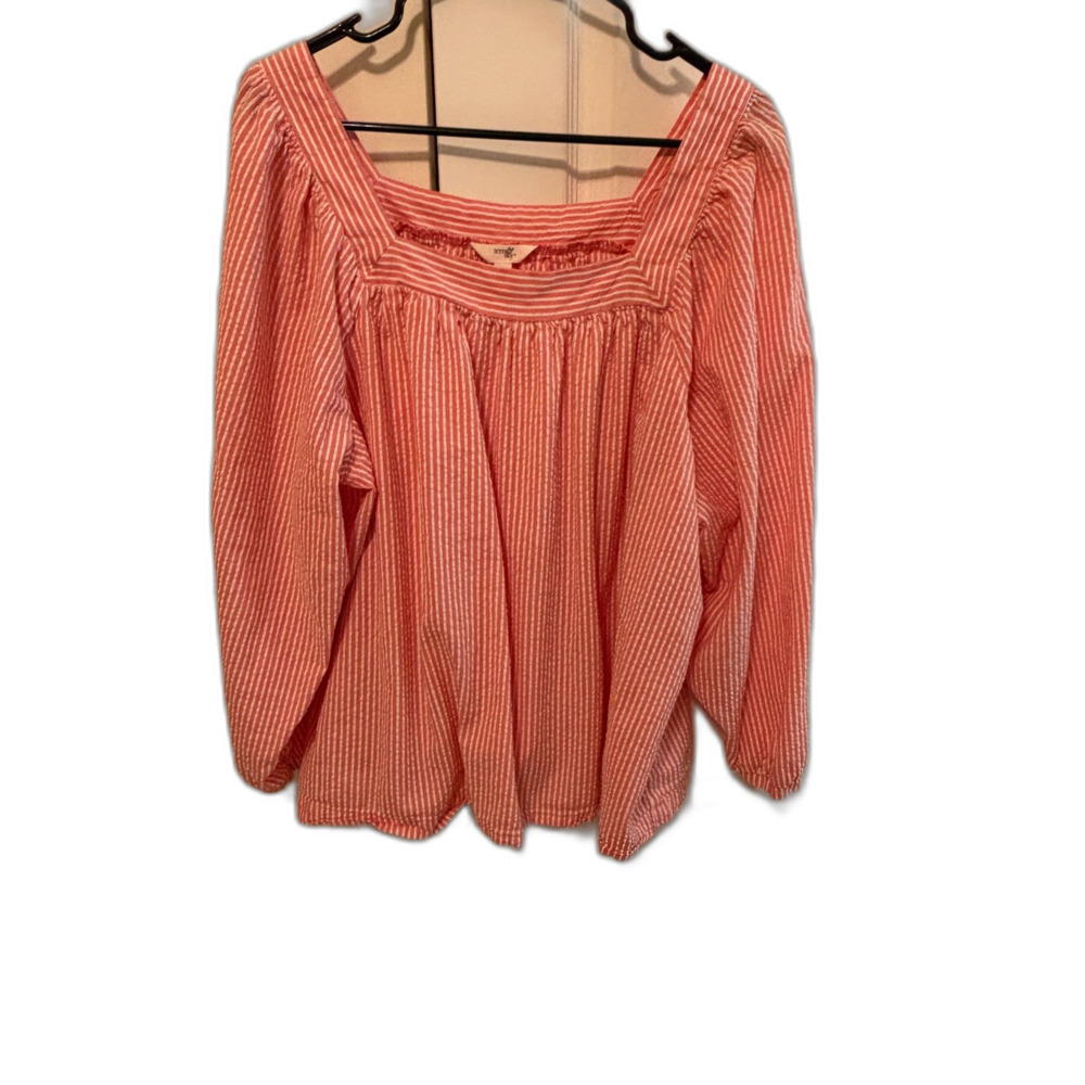 TERRA &SKY STRIPED WOMENS BLOUSE